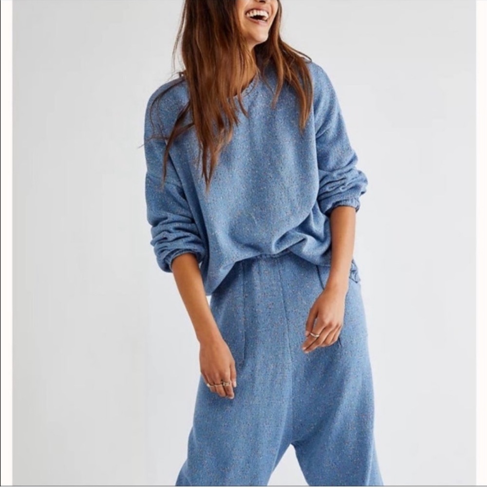 Cozy Speckled Blue Women's Gio Sweater Pants Set - Free People Beach